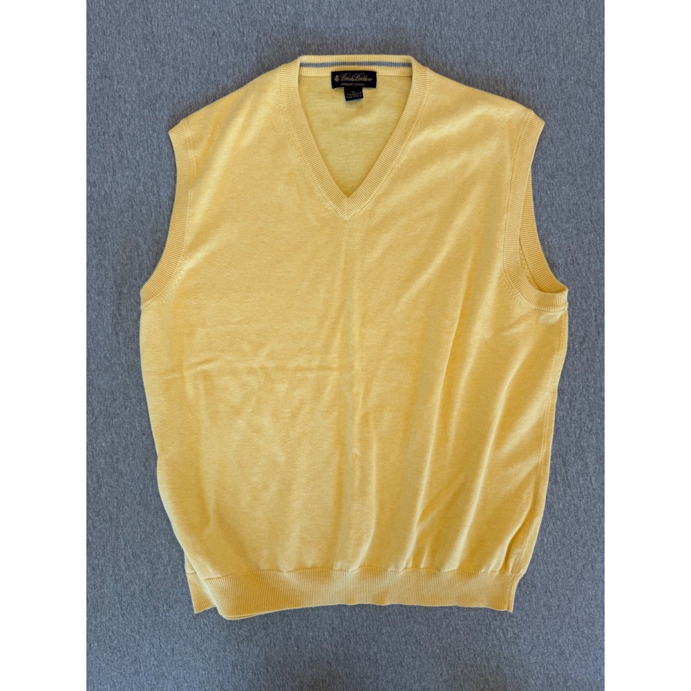 Brooks Brothers Mens XL Yellow Supima Cotton V-Neck Sweater Vest